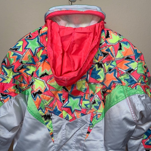 Team Phenix White Neon 80s Ski Jacket Small Medium - Picture 8 of 16